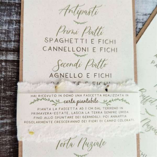 menù matrimonio ecofriendly in carta piantabile ecofattoart